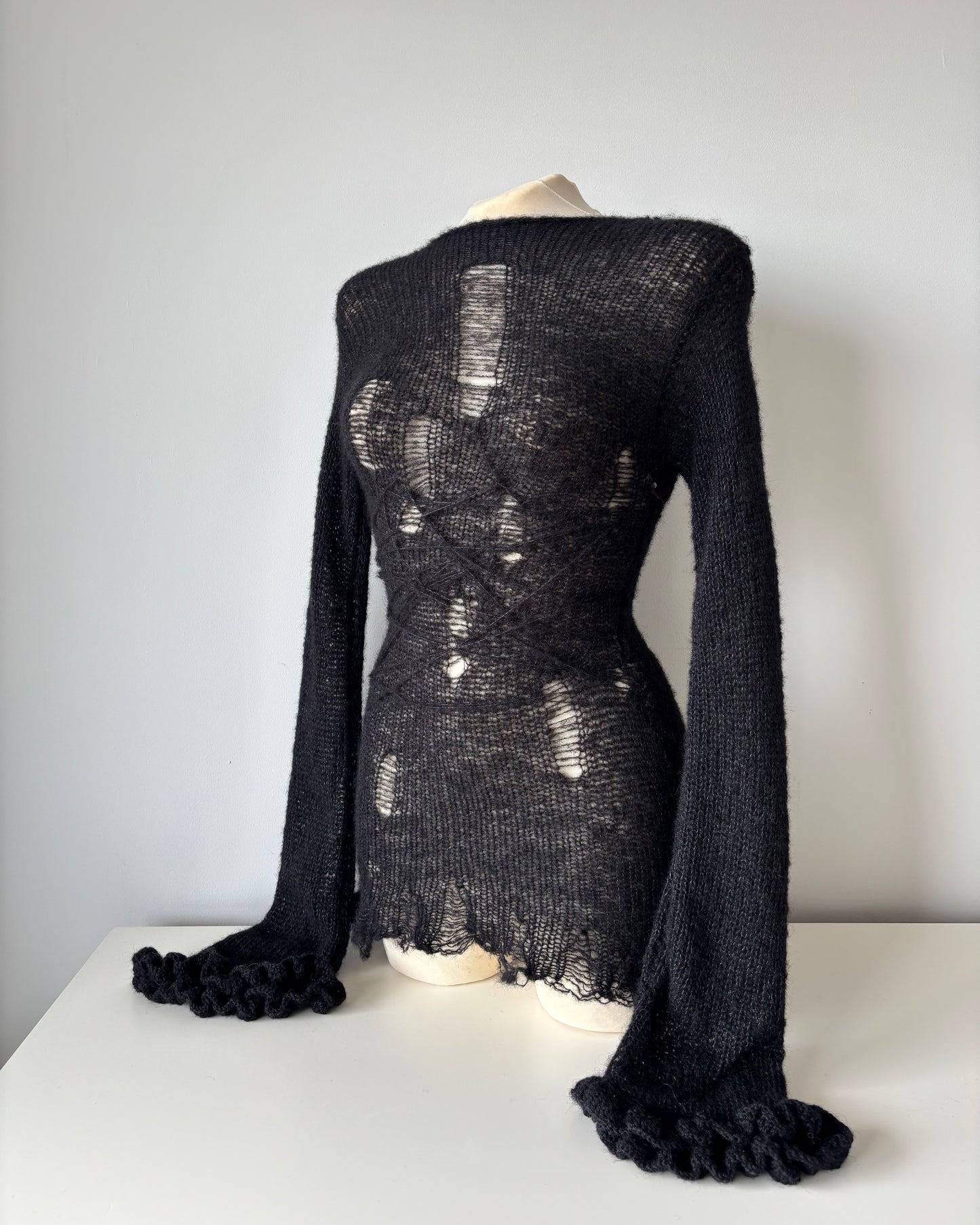 DISTRESSED RUFFLED DRESS
