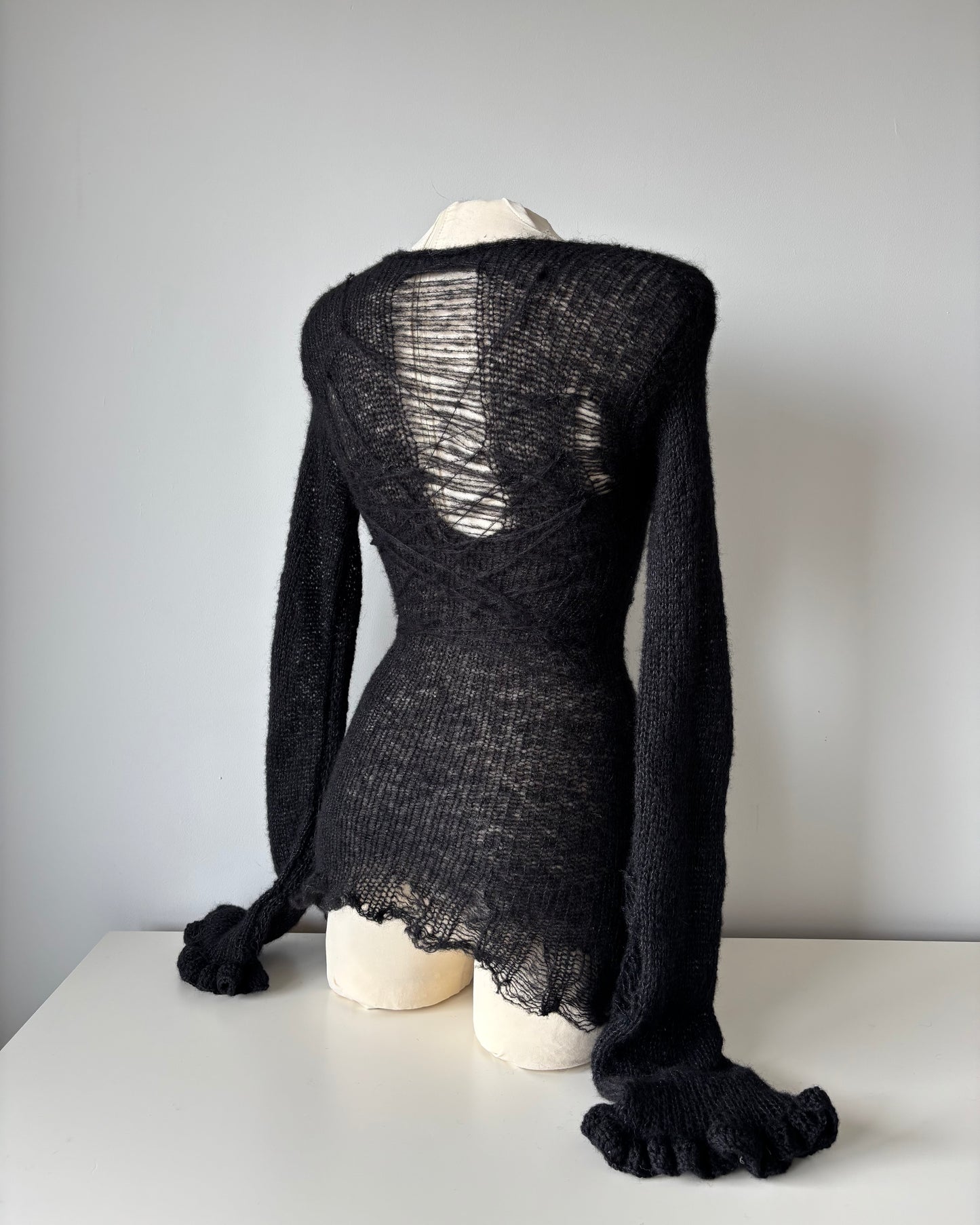 DISTRESSED RUFFLED DRESS