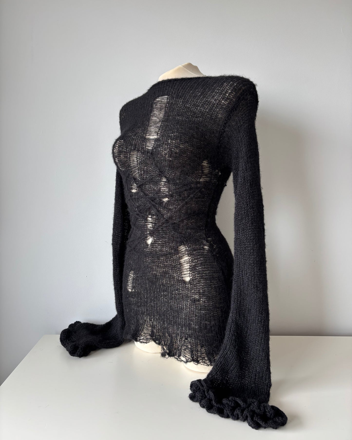 DISTRESSED RUFFLED DRESS
