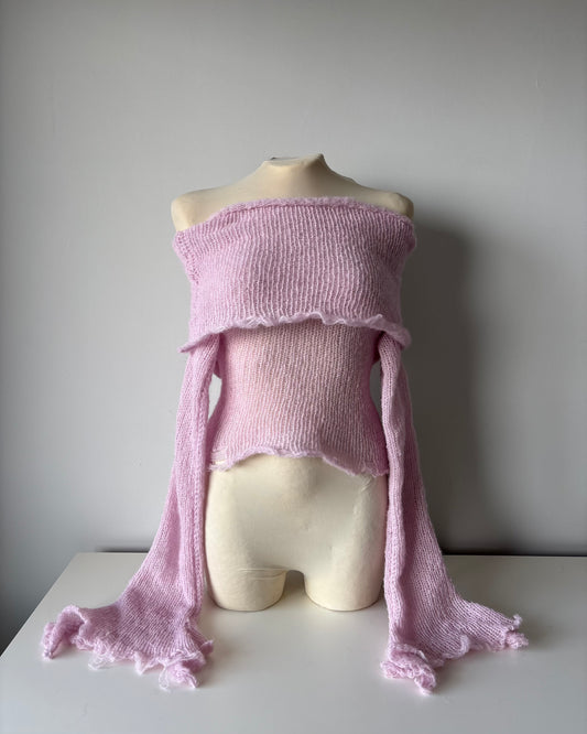 BABY PINK OFF-SHOULDER SWEATER