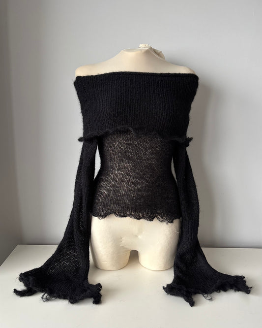 OFF-SHOULDER BLACK SWEATER