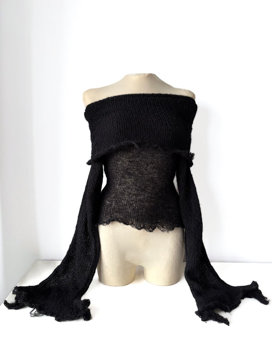 OFF-SHOULDER BLACK SWEATER