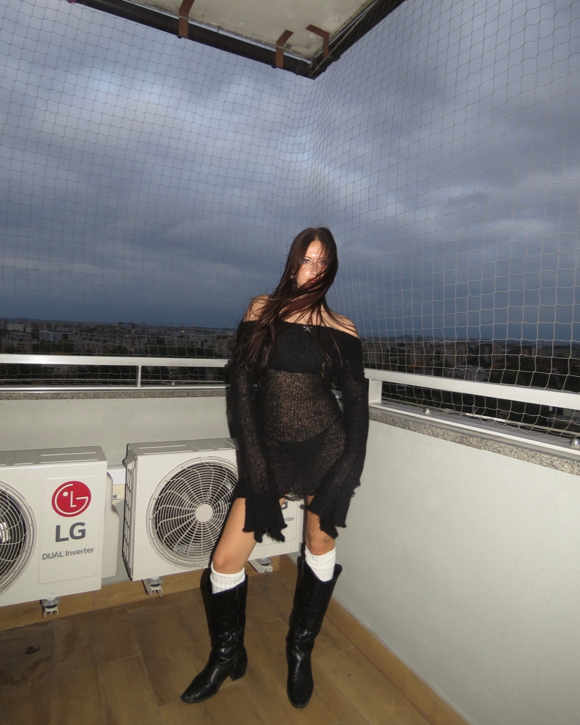 OFF-SHOULDER BLACK DRESS