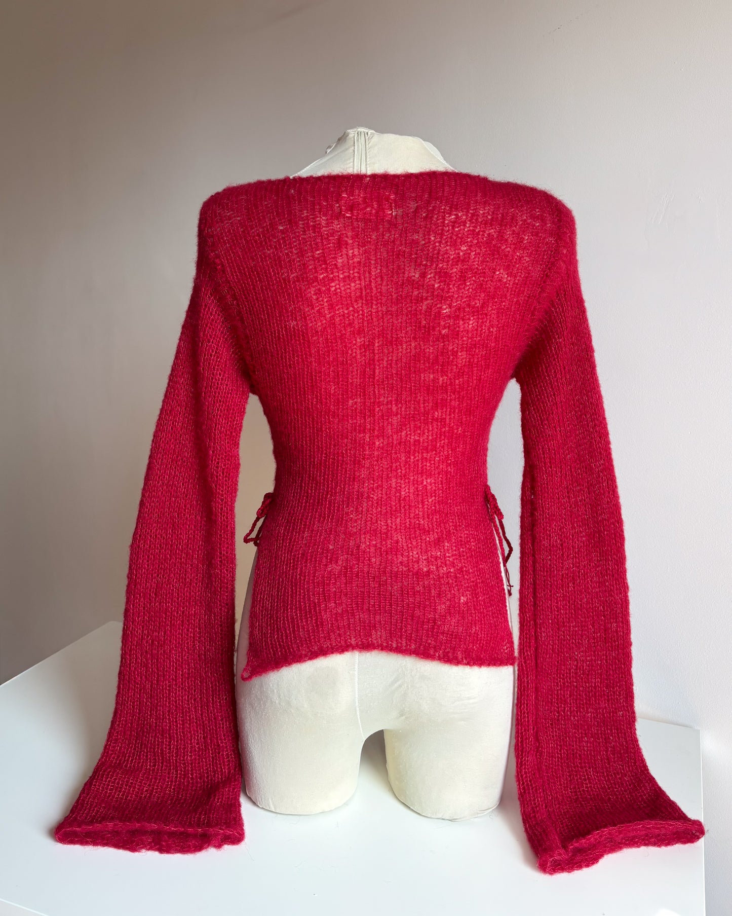 KIMONO SIDE TIE SWEATER - RED