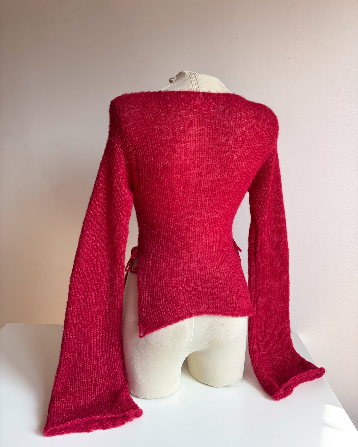 KIMONO SIDE TIE SWEATER - RED