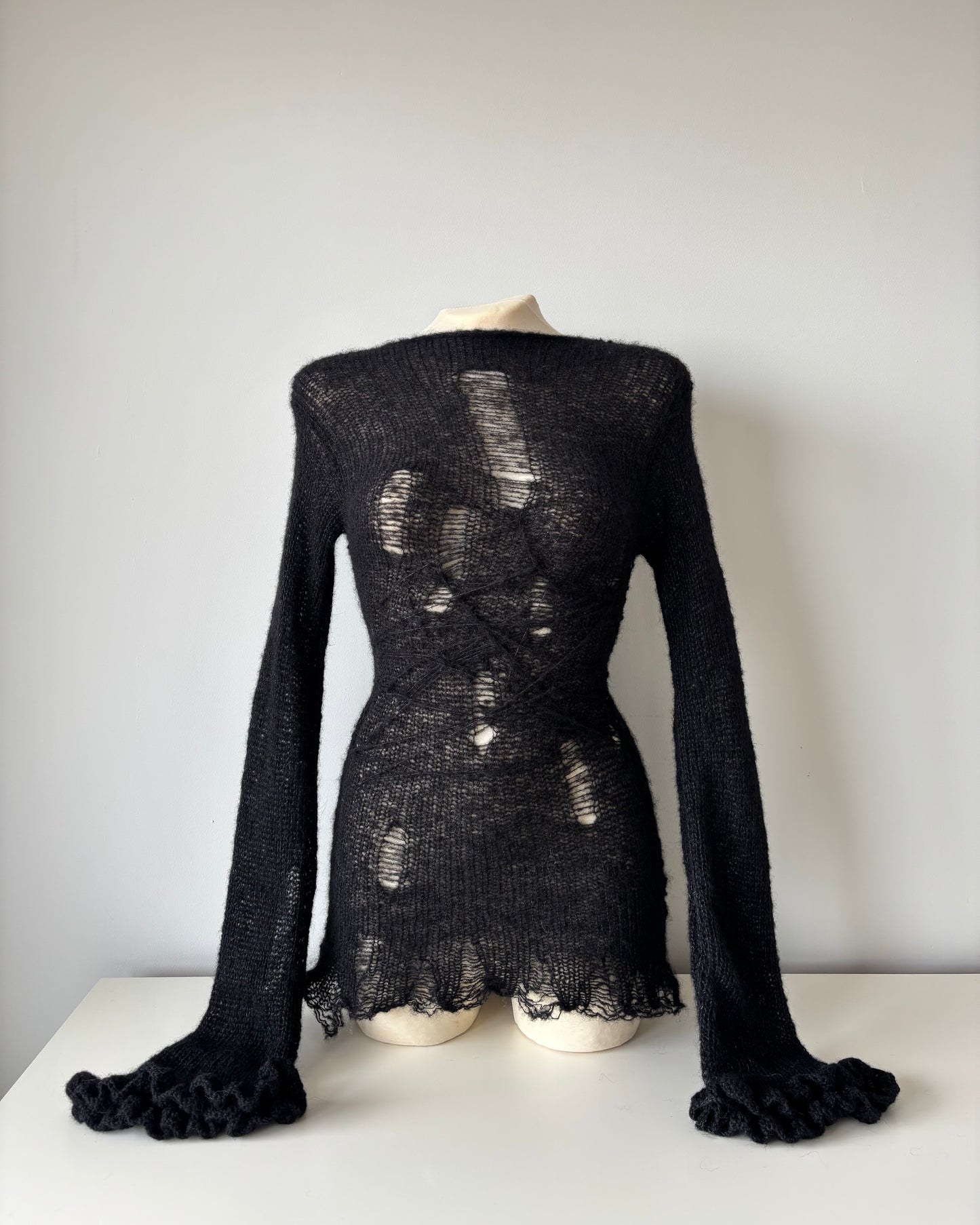 DISTRESSED RUFFLED DRESS