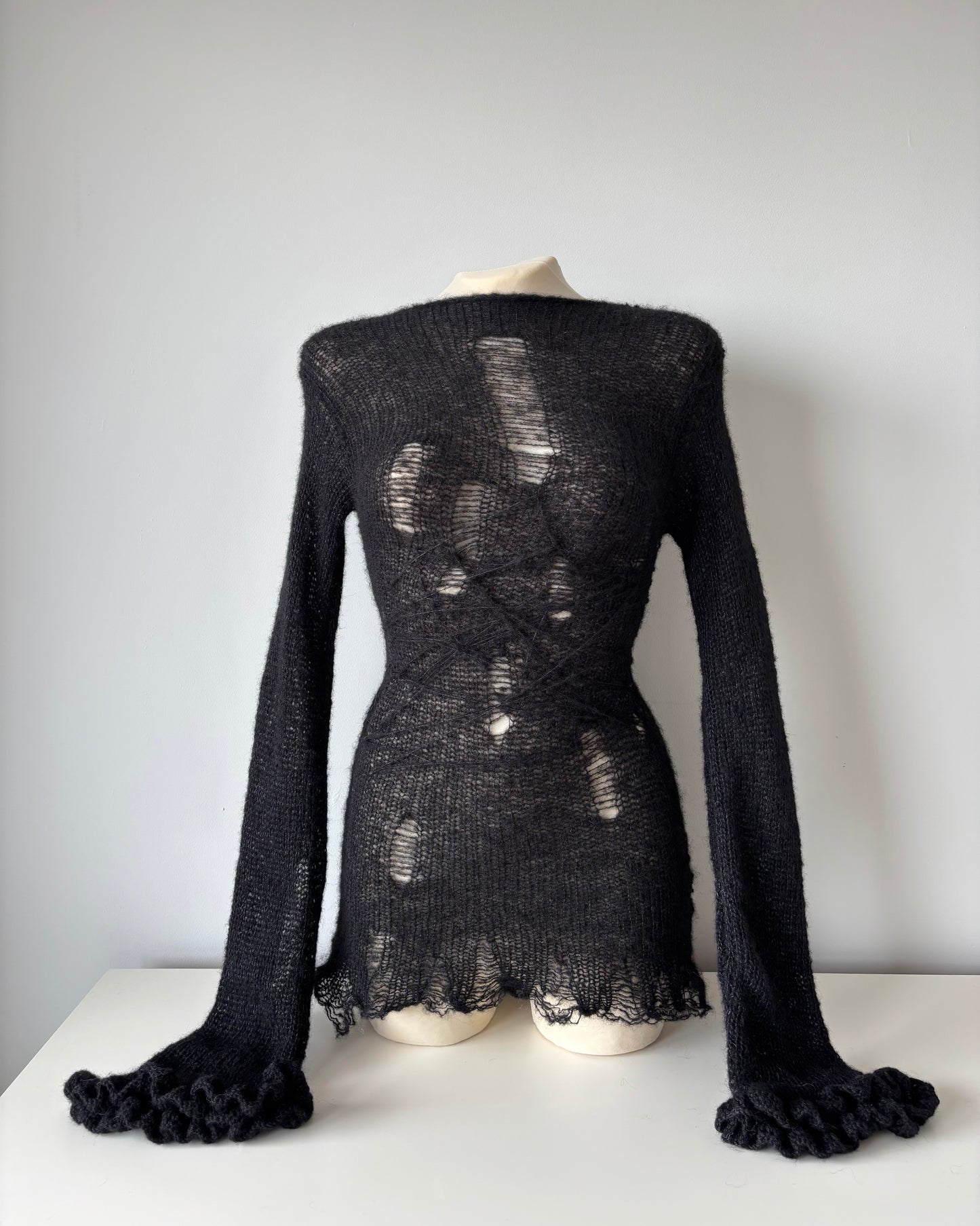 DISTRESSED RUFFLED DRESS